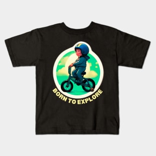 Little Explorer Toddler on Bike Kids T-Shirt